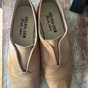 Anthropologie Chelsea Crew Brown Leather slip on oxfords